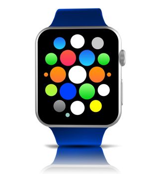 Blue generic smart watch with icons