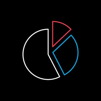 Pie Chart icon vector isolated on the black