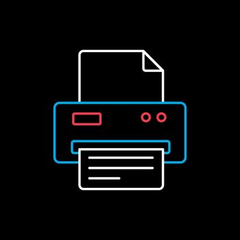Printer vector outline icon isolated on the black
