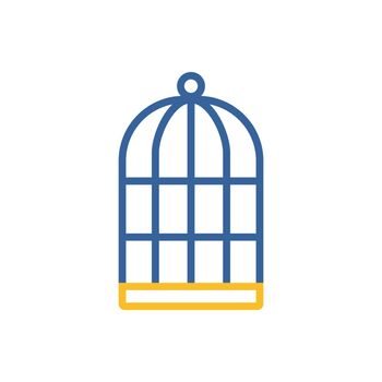 Empty bird cage vector icon. Pet animal sign