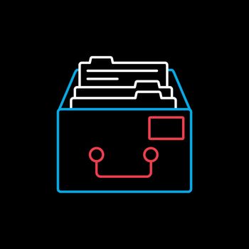 Filing Cabinet vector icon isolated on the black