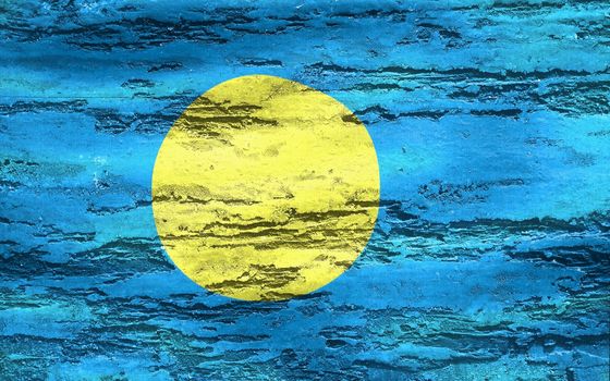 3D-Illustration of a Palau flag - realistic waving fabric flag