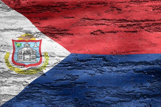 3D-Illustration of a Sint Maarten flag - realistic waving fabric flag