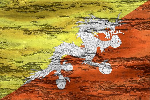Bhutan flag - realistic waving fabric flag