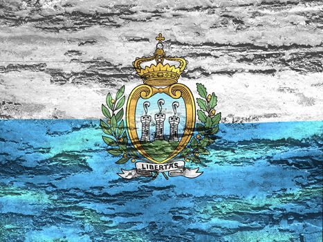 3D-Illustration of a San Marino flag - realistic waving fabric flag