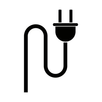Power outlet and cord silhouette icon. Vector.