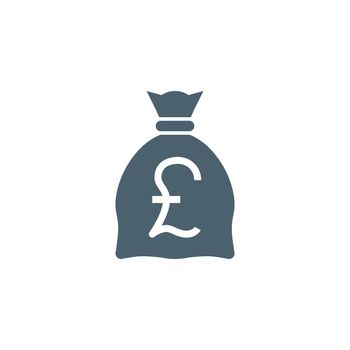 Money Bag with Pound related vector glyph icon.