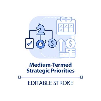 Medium termed strategic priorities light blue concept icon