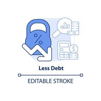 Less debt light blue concept icon