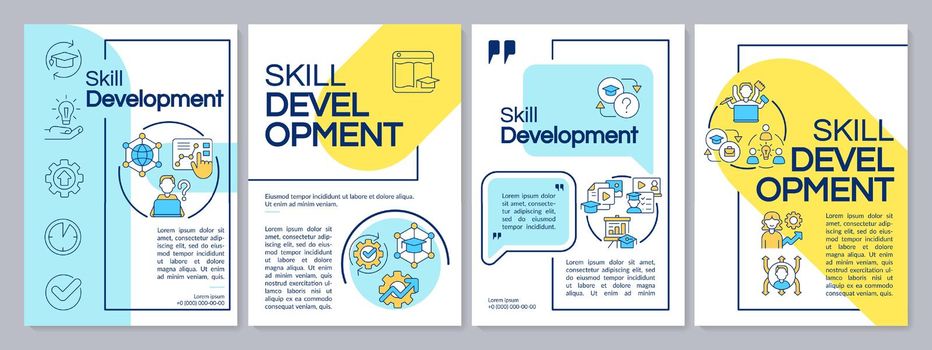 Skill learning blue and yellow brochure template