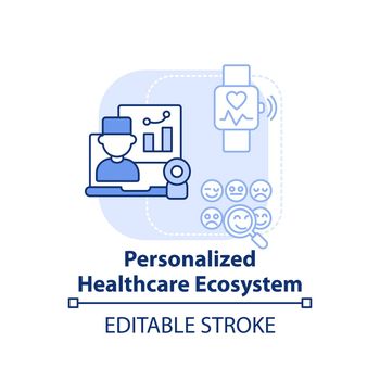 Personalized healthcare ecosystem light blue concept icon