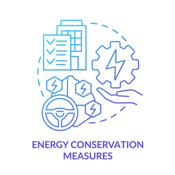 Energy conservation measures blue gradient concept icon