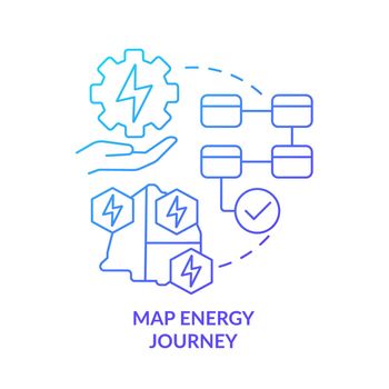 Map energy journey blue gradient concept icon