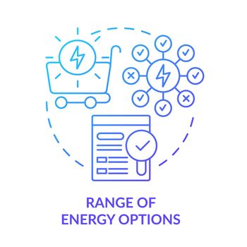 Range of energy options blue gradient concept icon