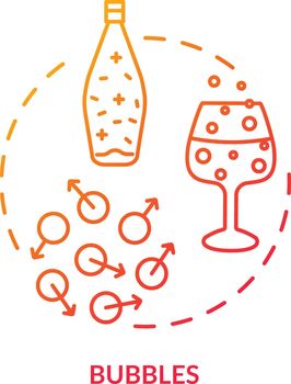 Bubbles concept icon. Fizzy drinks, winetasting advice idea thin line illustration. Spoiled alcohol beverage, still wines flaws signs. Vector isolated outline RGB color drawing