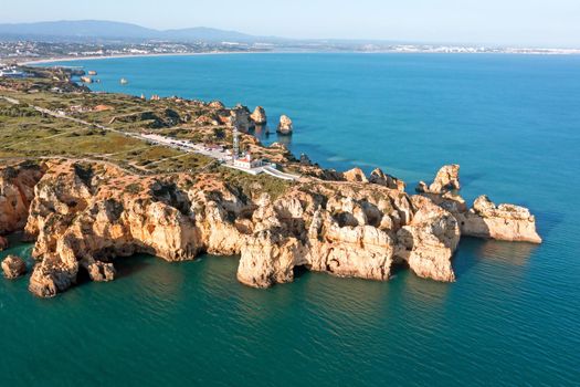 Aerial from Ponte Piedade in the Algarve near Lagos Portugal