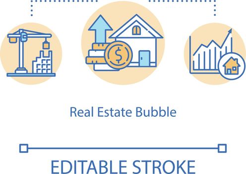 Real estate bubble concept icon. Housing prices increase following land boom idea thin line illustration. Financial crisis management. Vector isolated outline RGB color drawing. Editable stroke