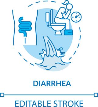 Diarrhea turquoise concept icon. Watery stool. Digestive problem. Disease and illness. Rotavirus symptom idea thin line illustration. Vector isolated outline RGB color drawing. Editable stroke
