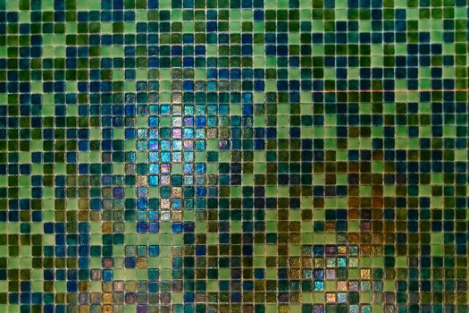 Green modern mosaic tiles on wall, small ceramic tiles