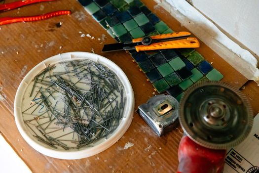 Tools and equipment for applying mosaic tile