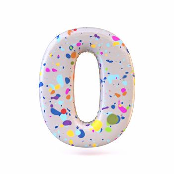 Colorful terrazzo pattern font Number 0 ZERO 3D