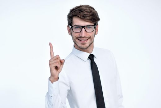 businessman pointing to the side
