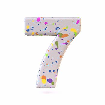 Colorful terrazzo pattern font Number 7 SEVEN 3D