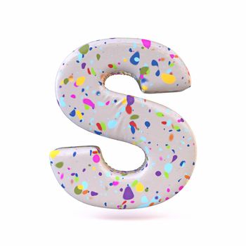 Colorful terrazzo pattern font Letter S 3D