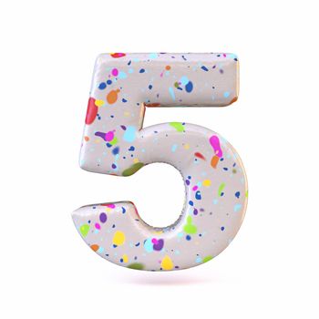 Colorful terrazzo pattern font Number 5 FIVE 3D