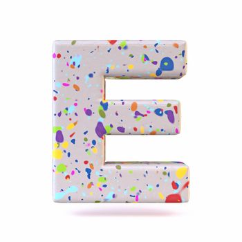 Colorful terrazzo pattern font Letter E 3D