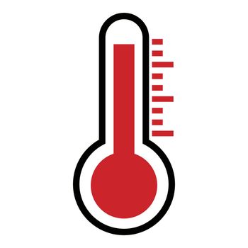 Thermometer icon with high temperature. Vector.