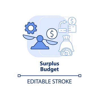Surplus budget light blue concept icon