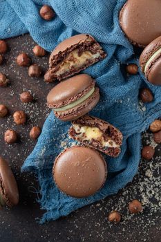 Chocolate macaroons with hazelnut flour