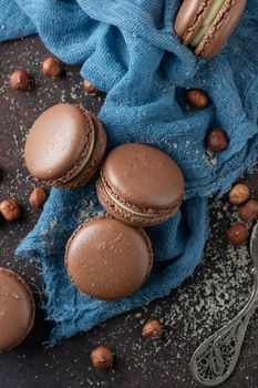 Chocolate macaroons with hazelnut flour