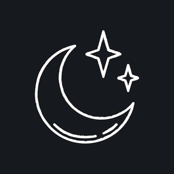 Clear night sky chalk white icon on black background