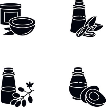 Hair oils black glyph icons set on white space