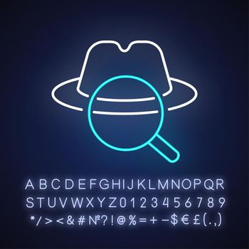 Detective neon light icon