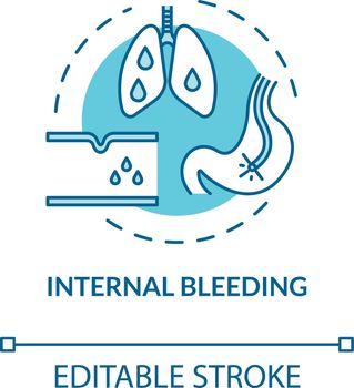 Internal bleeding, organism harm concept icon. Illness symptom, accident trauma result, hemorrhage idea thin line illustration. Vector isolated outline RGB color drawing. Editable stroke