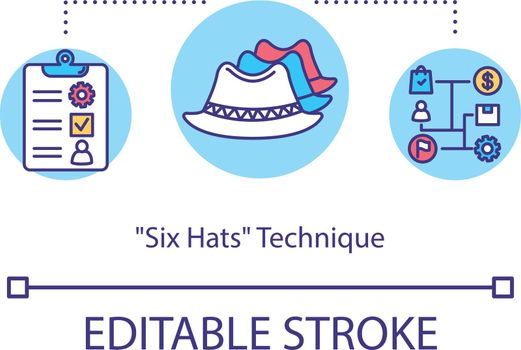 Six hat technique concept icon