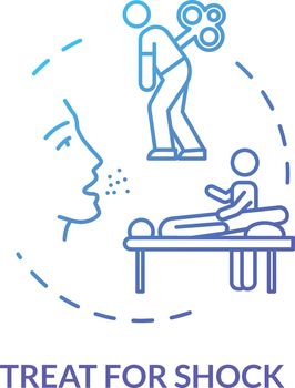 Shock treatment concept icon. Injury first aid, therapy step, rehabilitation