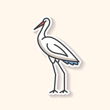 Crane bird patch. Heron standing in pose