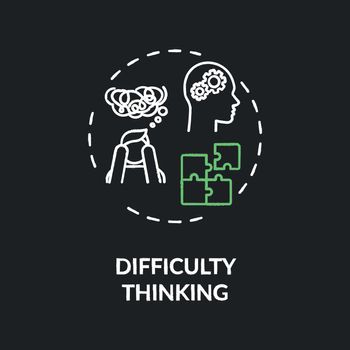 Difficulty thinking chalk RGB color concept icon