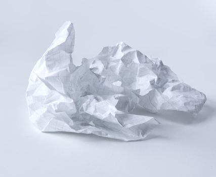 crumpled school notebook sheet on white background.photo with co