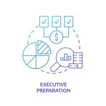Executive preparation blue gradient concept icon