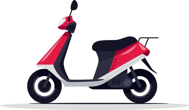 Red motorbike semi flat RGB color vector illustration