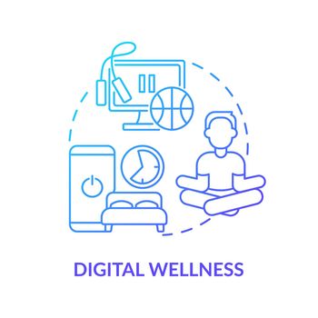 Digital wellness blue gradient concept icon