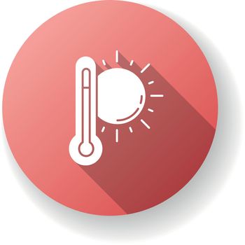 Hot weather red flat design long shadow glyph icon