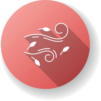 Windy weather red flat design long shadow glyph icon