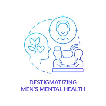 Destigmatizing men mental health blue gradient concept icon