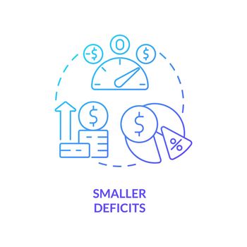 Smaller deficits blue gradient concept icon